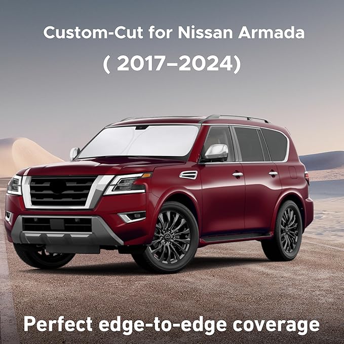 Econour Windshield Sunshade for Nissan Armada 2017-2022 2023 2024, Sun Visor for Front Windshield & Window Sun Shade Cover, UV Heat Blocker & Protector, Car Accessories