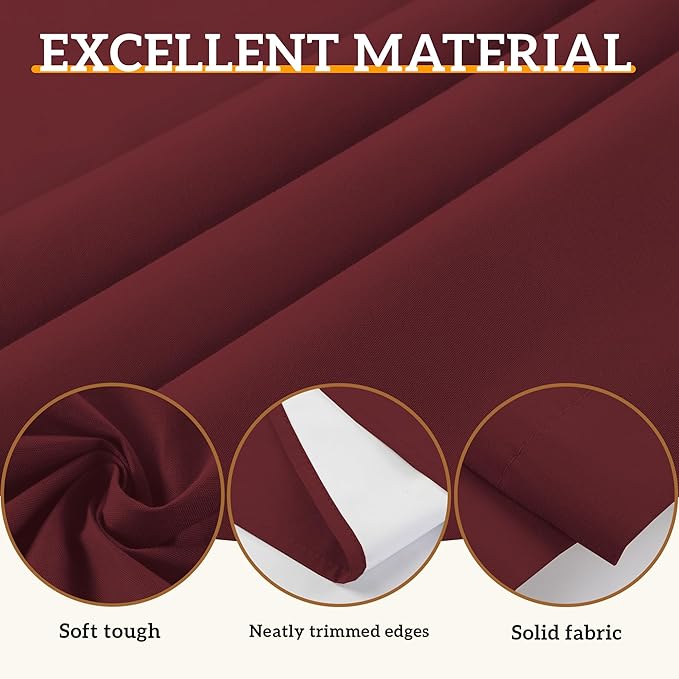 100% Blackout Curtains 54 Inch Length for Bedroom Living Room, Grommet Thermal Insulated Room Darkening Drapes, Light Blocking Window Treatment Decor, 2 Panels, 37x54, Burgundy Red