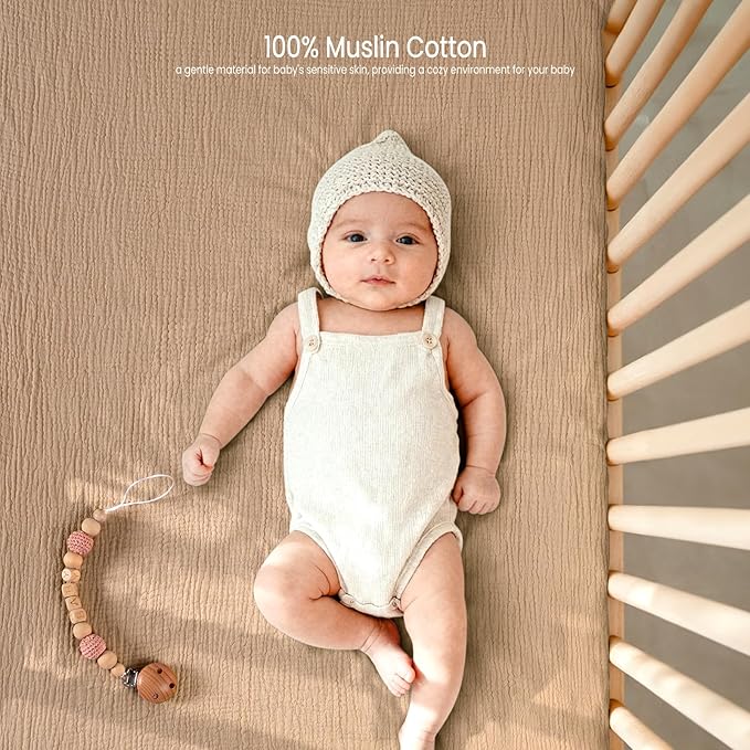 lulumoon Fitted Crib Sheets 2-Pack: Soft Muslin Cotton for Standard Crib - Vintage Plaid Pattern for Baby Boys Girls Nursery Bedding & Gift