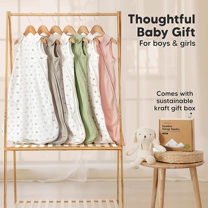2-Pack Organic Baby Sleep Sacks, 100% Cotton - Soft & Breathable 0.5TOG Baby Wearable Blanket, Toddler Sleeping Sack 0-6 months,Easy to Wear Transitional Swaddles for Newborns,Infants(Butterflies, S)
