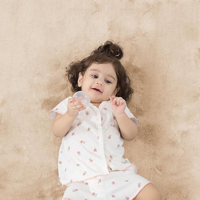 1.3" Thick Baby Floor Play Mat 50x50, Basic Padded Foam Mat for Tummy Time Crawling, Non Slip Cushioned for Babies Toddlers Infants Kids (Beige)