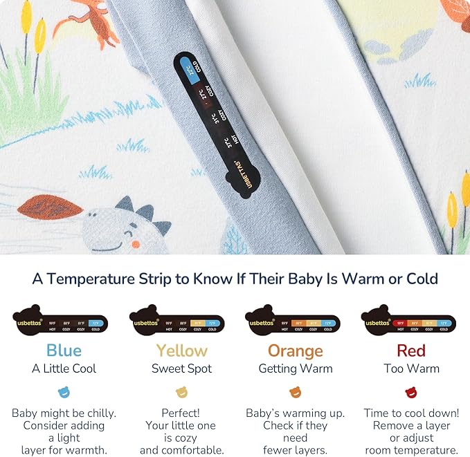 usbettas 1.0 Tog 2.5 Tog Baby Sleep Sack, 100% Cotton Baby Sleeping Bag 3-24M, 2-Way Zipper Baby Wearable Blanket