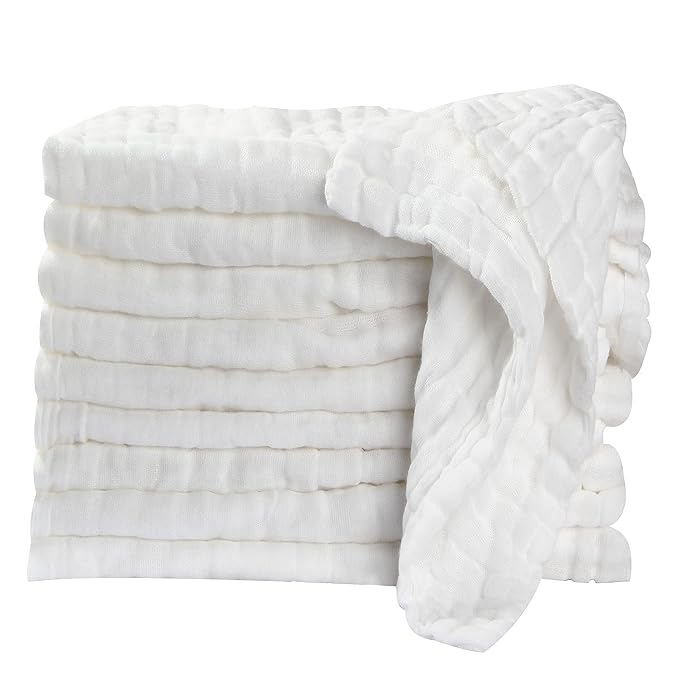 Baby Muslin Washcloths Baby Towels and Washcloths for Face Newborn Essentials Registry Baby Muslin Burp Cloths and Wash Cloths for Sensitive Skin 10 Pack 10x10 Inches
