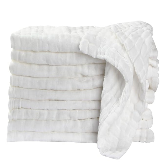 Baby Muslin Washcloths Baby Towels and Washcloths for Face Newborn Essentials Registry Baby Muslin Burp Cloths and Wash Cloths for Sensitive Skin 10 Pack 10x10 Inches
