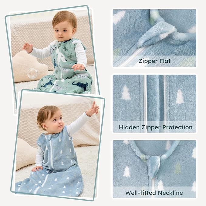 Yoofoss Baby Sleep Sack 6-12 Months, 1.5 Tog Sleep Sack, Fleece Baby Wearable Blanket with 2-Way Zipper, Infant Sleeping Sack, Soft Warm Lightweight(Small)