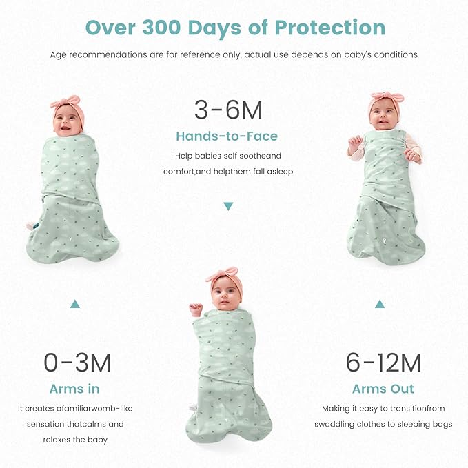 LILBESTIE Baby Swaddle Sleep Sack, 1.0 Tog New-Parent-Friendly Swaddle for Newborns & infant 3-6 Months Baby Wearable Blanket Reduce Startle Reflex, Newborn Boys Girls Registry Essentials