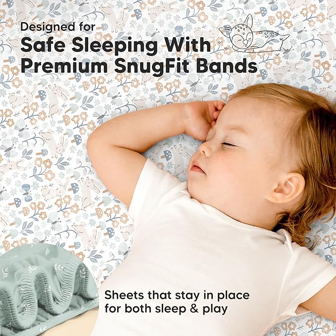Pack and Play Sheets Fitted - 2-Pack Mini Crib Sheets for Pack N Play Mattress 38x26, Soft & Cozy, Neutral Toddler Playard Bedding, Snug Fitted Mini Baby Crib Mattress Cover Boy, Girl (Prairie)