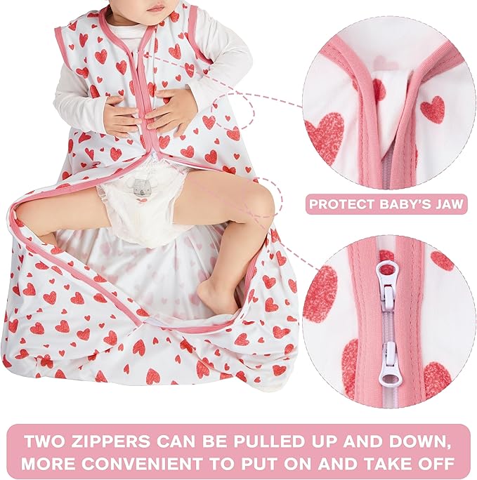BSTOPPT Newborn Sleep Sack Baby Swaddle,Baby Wearable Blanket,Baby Sleeping Bag (Floral&Heart, 3-6 Months)