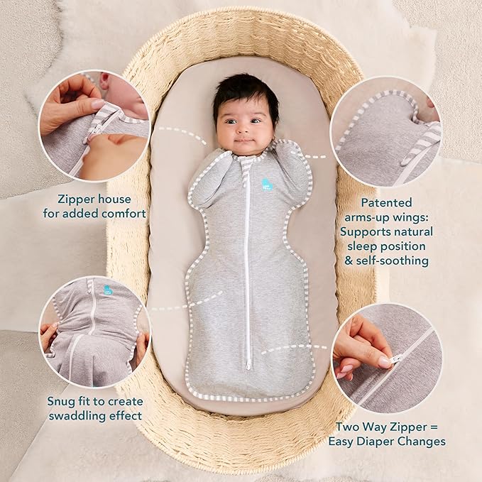 Love to Dream Warm Swaddle UP 2.5 TOG Baby Sleep Sack for Autumn & Winter | Arms Up Position for Self-Soothing, Calms Startle Reflex | Small 8-13 lbs, Storm Blue