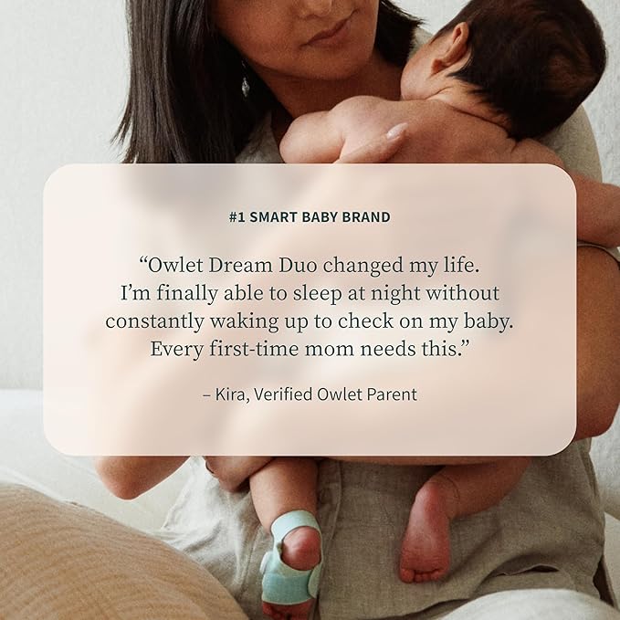 Owlet Dream Duo – FDA-Cleared Smart Baby Monitor with Sock & HD Video Cam 2K HD Video, Cry & Motion Alerts, Temp Monitoring