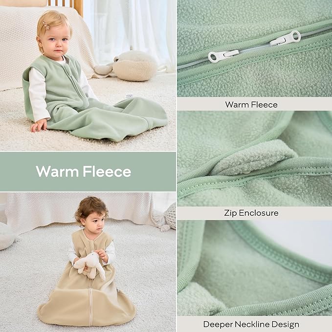 JELLYMONI Fleece Baby Sleep Sack 18-24 Months, 2 Pack 1.5 TOG Baby Wearable Blanket Winter Infant Sleeping sack with 2-Way Zipper, Warm Toddler Sleep Sack