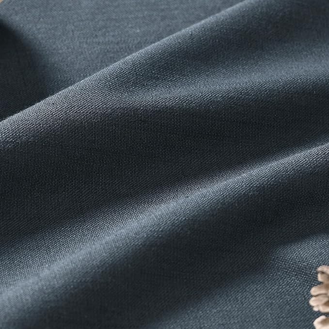 Guken 100% Blackout Linen Curtains 72 Inch Length 2 Panels Set for Living Room Bedroom Back Tab Thermal Insulated Black Out Linen Drapes Room Darkening Window Curtains,Vintage Blue