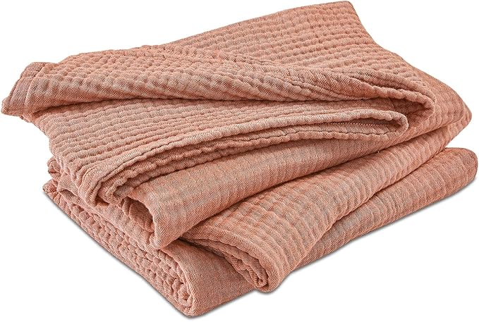 EMME Cotton Muslin Large Throw Blanket Couch Breathable Gauze Blanket Soft Lightweight Bed Blankets Adults (Orange Red, 50"x70")