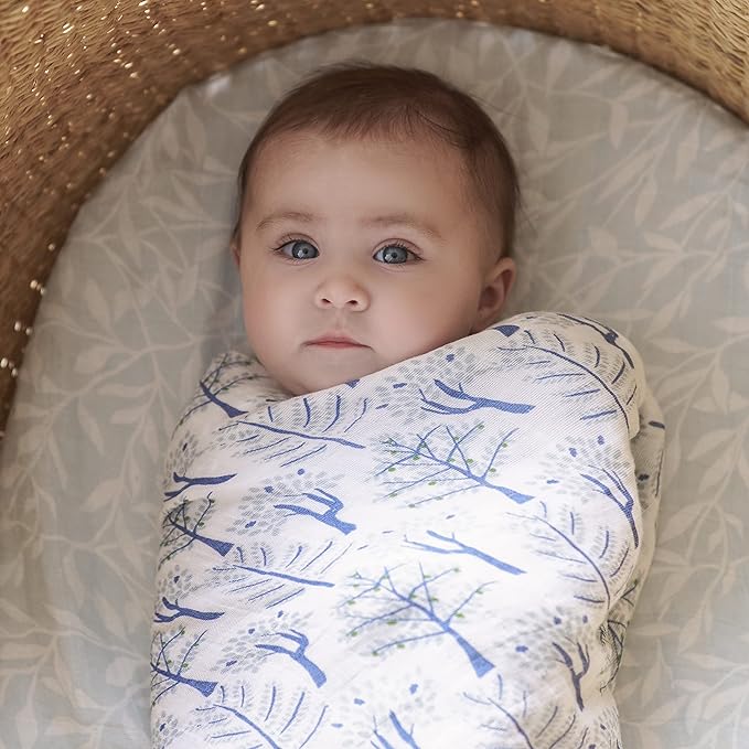 aden + anais Swaddle Blanket, 100% Organic Cotton Muslin Blankets for Girls & Boys, Baby Receiving Swaddles, Ideal Newborn & Infant Swaddling Set, 4 Pack, Outdoors