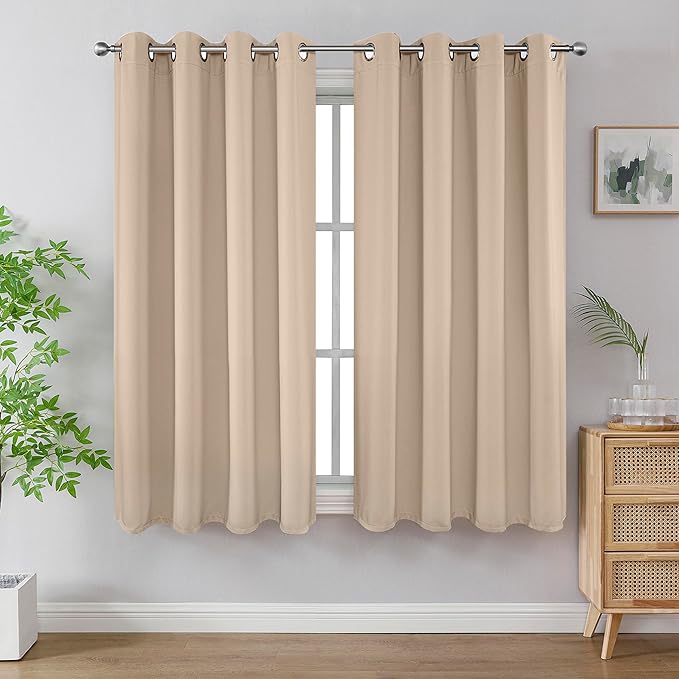 Joydeco Blackout Curtains 63 Inch Length 2 Panels Set, Thermal Insulated Long Drapes 2 Burg, Room Darkening Grommet Curtains for Living Room Bedroom Window