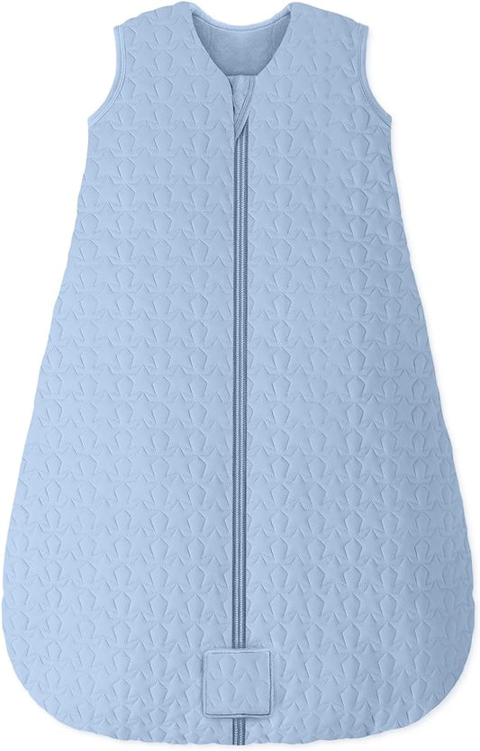 Unnivoll Baby Sleep Sack 18-24 Months TOG 2.5 Winter Baby Wearable Blanket, 100% Cotton Fabric Newborn Infant Sleeping Sack 2-Way Zipper Quilted Baby Sleep Bag, Warm Soft Blue
