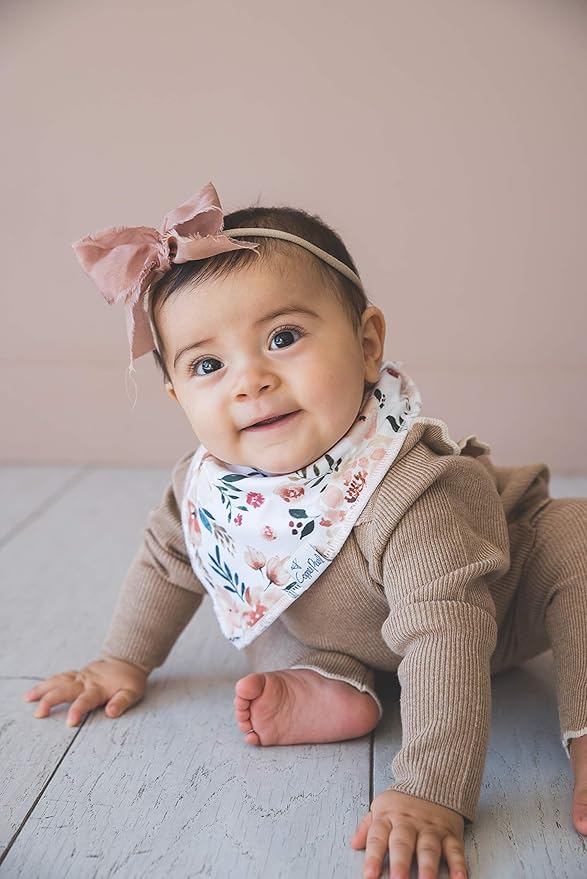 Copper Pearl 4 Pack Soft Cotton Baby Bibs for Drooling and Teething, Absorbent Drool Bibs for Baby Girl and Boy, Adjustable to Fit Newborns to Toddlers, Tons of Styles (Autumn)