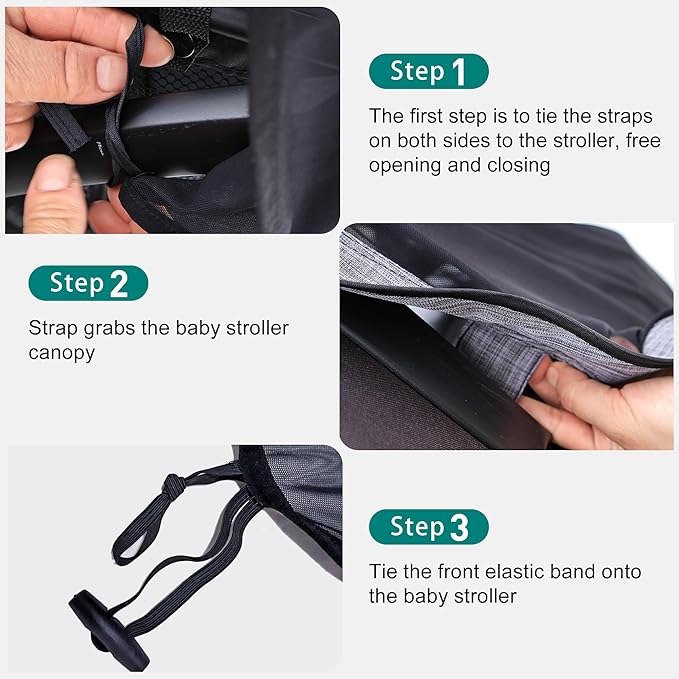 Stroller Sun Shade - Universal Stroller Sun Shade for Travel Strollers, Jogging Strollers; Baby and Toddler Travel Essential; Safely Blocks Up to 97% of UV, Easy to Install
