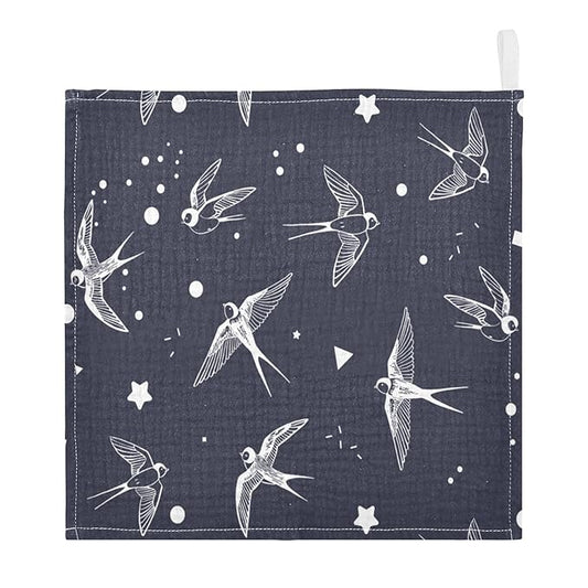 vvfelixl Swallow Bird Baby Burp Cloths Baby Muslin Washcloths for Boys Girls Cotton Baby Face Towel for Newborn Infants Soft and Absorbent 11.8 X 11.8 in, 5 Pack