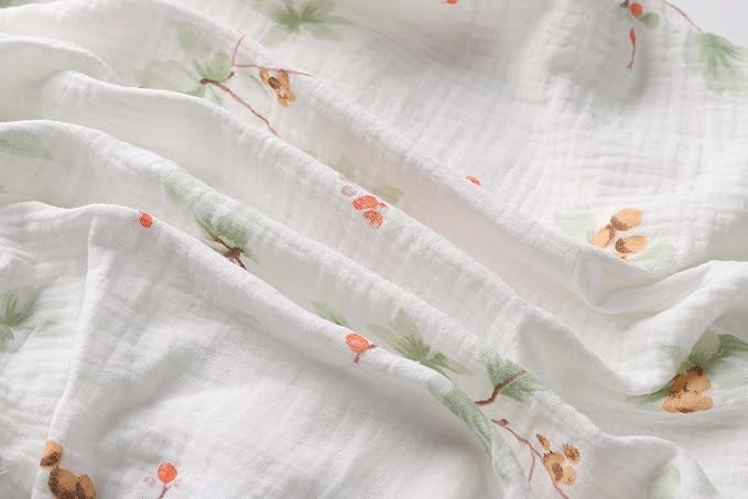 Onacosht Muslin Crib Sheets for Boys Girls, Soft Breathable 100% Cotton Baby Fitted Sheet 52" x 28" for Standard Toddler Crib Mattress, 2 Pack, Green and Leaf