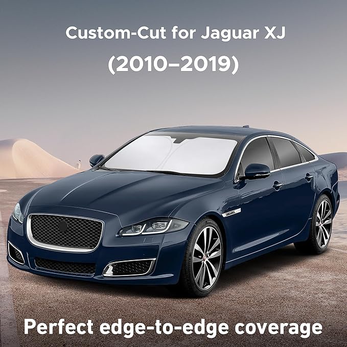 Econour Windshield Sunshade for Jaguar XJ 2010-2017 2018 2019, Sun Visor for Front Windshield & Window Sun Shade Cover, UV Heat Blocker & Protector, Car Accessories