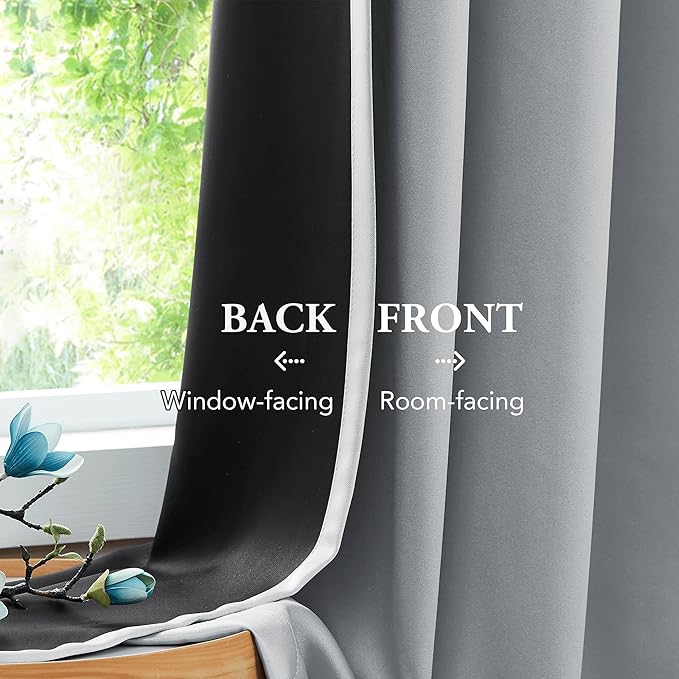 Beauoop 100% Blackout Curtains 84 Inches Long for Patio Sliding Door Grey Solid Extra Wide Room Darkening Thermal Insulated Room Divider Soundproof Grommet Window Treatment Drapes,100x84 Set of 1