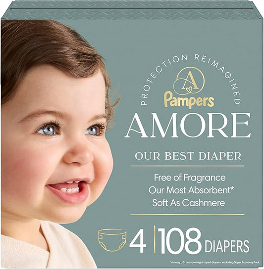 Pampers Amore, Size 4 (15-34 lbs), 108 Count, Our Best Diaper