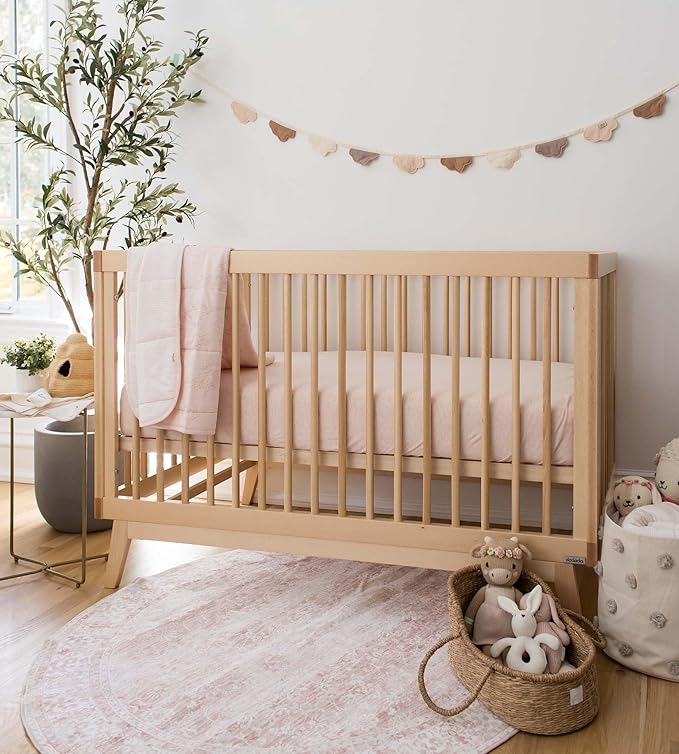 Burt's Bees Baby Essential Organic Cotton Fitted Crib Sheet, Breathable for Boy Girl Standard Crib & Toddler Mattresses