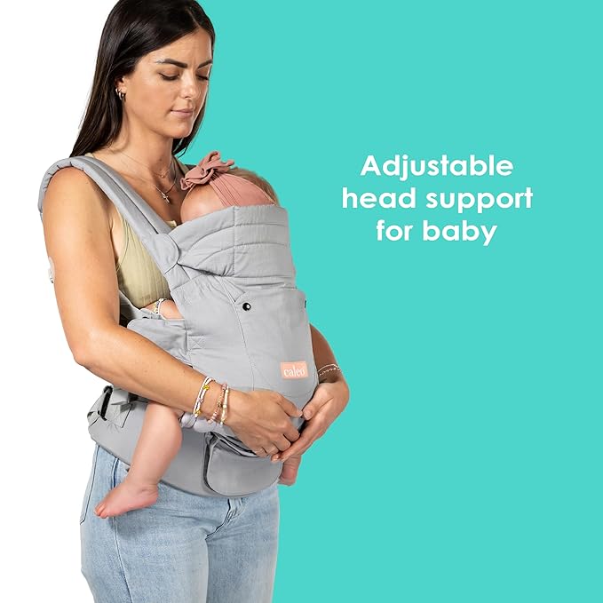 Baby Trend Caleo 3‑in‑1 Newborn Carrier, Snuggle Grey – 100% Cotton, Machine Washable, Lumbar Support & Built‑in Sun Hood