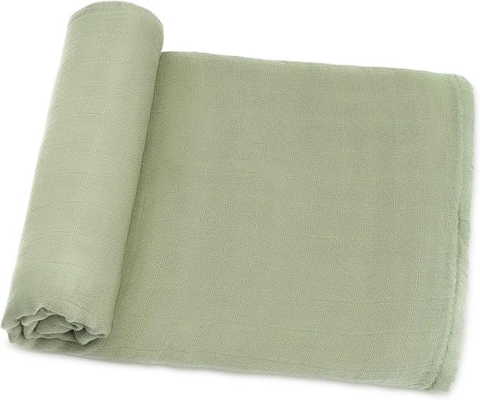 Comfy Cubs Muslin Swaddle Blankets Pack of 1, 47 x 47 Inch Soft Cotton Baby Blanket Set, Large Multipurpose Wraps for Newborns - Self-Soothing Swaddles for Newborns - Sage
