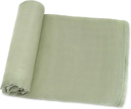 Comfy Cubs Muslin Swaddle Blankets Pack of 1, 47 x 47 Inch Soft Cotton Baby Blanket Set, Large Multipurpose Wraps for Newborns - Self-Soothing Swaddles for Newborns - Sage