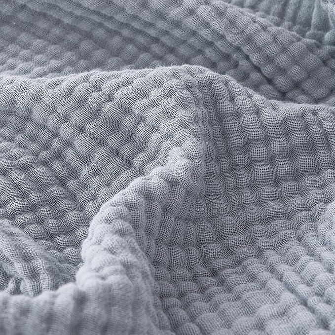 EMME Cotton Muslin Twin XL Blanket Breathable Gauze Blanket Soft Lightweight Blankets Adults Gifts for Women (Dusty Blue, 66"x90")