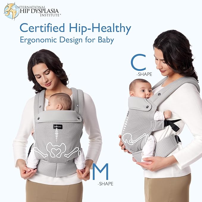 Momcozy Breathable Mesh Baby Carrier, Ergonomic and Lightweight Infant Carrier for 7-45lbs with Enhanced Lumbar Support, All Day Comfort for Hands-Free Parenting, Air Mesh-Grey