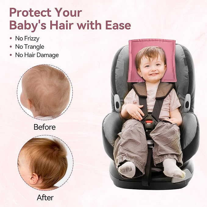 Silky Head Carseat Cover for Baby Silk Feeling Satin Car Seat Head Cover for Babies Headrest Protector 2pcs Pink for Girls Infant Sleeping Hair Protection
