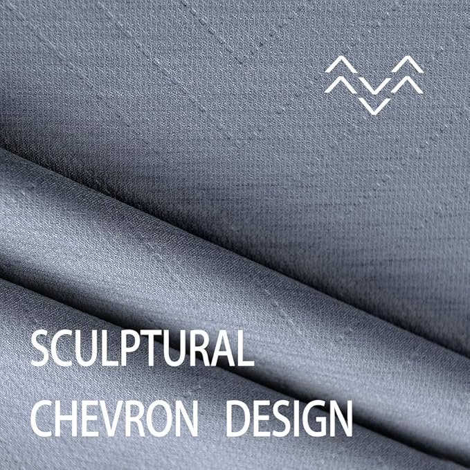 Treatmentex Linen Window Curtains Chevron 96-inch Long for Master Bedroom Blackout Linen Texture Drapes Embossed Thermal Insulated Curtains 2 Panels