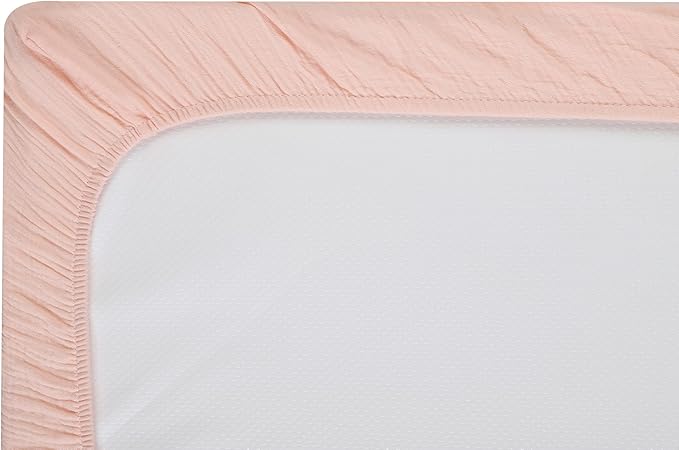 Onacosht Muslin Mini Crib Sheets, 39" x 27" Pack and Play Mattress Sheets Fitted for Pack N Play, Soft Cotton for Boys Girls, 2 Pack, Pink Floral