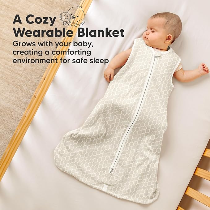 2-Pack Baby Sleep Sacks,Zipper Wearable Blanket - 0.5TOG Organic Cotton,Lightweight,Soft Cozy Toddler Sleeping Sack 6-12 months, Easy to Wear Large Newborn Transition Swaddles Sleepsacks (BumbleBear)