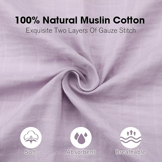 Little Grape Land Muslin Swaddle Blankets 47''x47'' 4 Pack, 100% Cotton Large Size Baby Swaddles for Newborn, Soft Breathable Baby Blankets for Newborns, Butterfly&Bunny