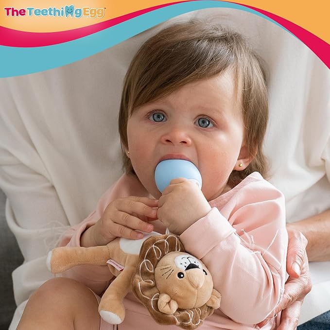 The Teething Egg Baby Teether – Freezable Teething Toy for Babies 3–6 Months up to 18 Months – Made in USA, Food-Grade TPE, Blue