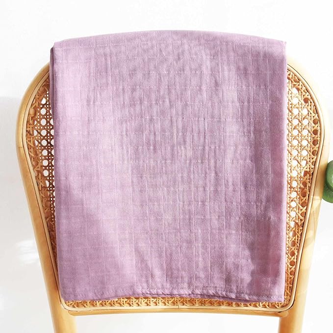 LifeTree Baby Swaddle Blankets, Boys Girls Muslin Swaddling Wrap Receiving Blanket for Newborn, 70% Viscose from Bamboo and 30% Cotton, Large 47" x 47", Flower and Mauve Pattern