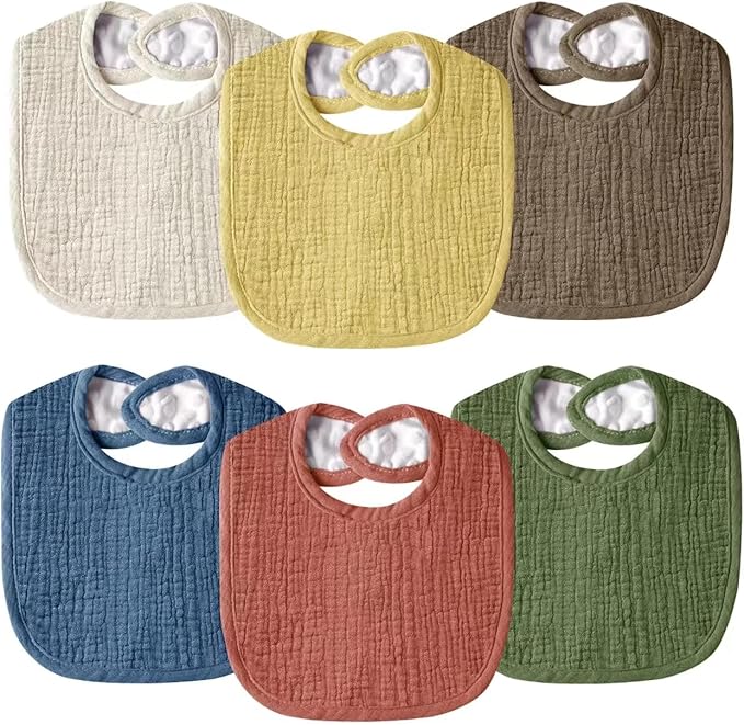 Wrrernsin Muslin Baby Bibs for Unisex Boys Girls, Cotton Drool Bibs, Adjustable Newborn Bibs for Drooling and Teething