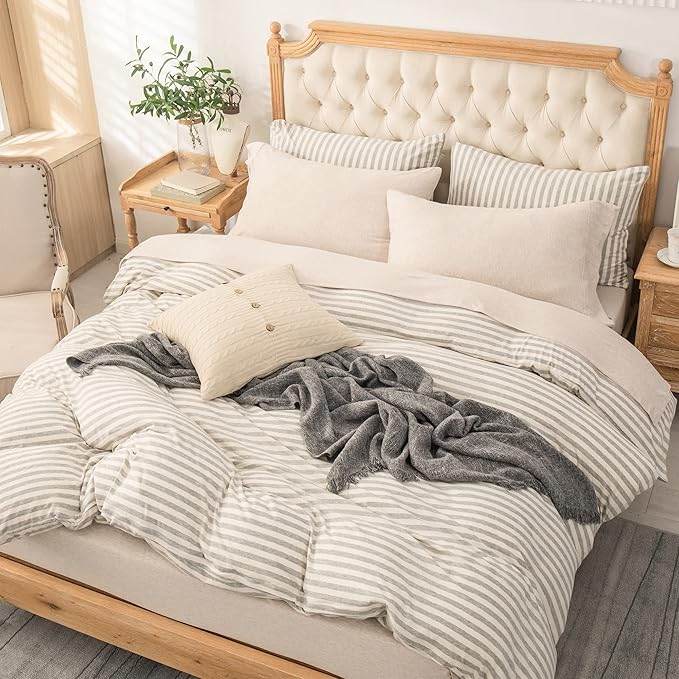 PURE ERA Jersey Knit 4pc Bed Sheet Set 100% T-Shirt Cotton Super Soft Comfy Breathable Fits Mattress Up to 20" Extra Deep Pocket (Heather Beige, Cal King)