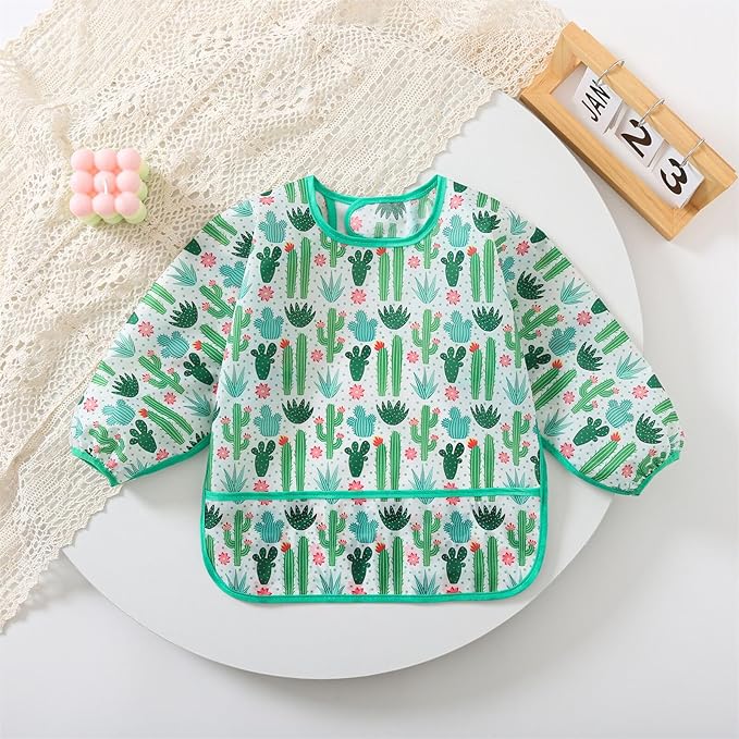 HaimoBurg 3 Pcs Waterproof Long Sleeves Baby Bibs Weaning Smock Bib 3-24 Months
