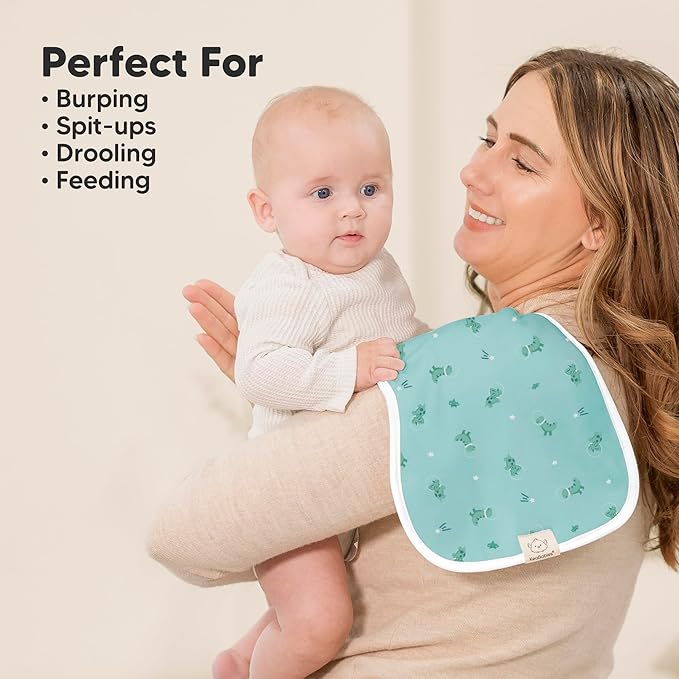Organic Burp Cloths Baby Boy & Girl - 5-Pack Super Absorbent Cotton Burping Cloths for Babies, Soft & Plush Newborn Spit Up Rags, Infant Towels for Milk Spit Up, Unisex, Large 21" x 10" (Cosmo)