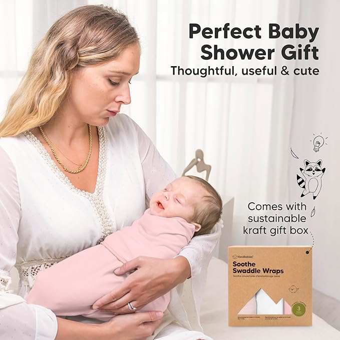 3-Pack Organic Baby Swaddle Sleep Sacks - Swaddles for Newborns, Infant 0-3 Months, Baby Girls, Boys, Soft & Snug Newborn Sleep Sack, Nursery Swaddling Blankets (Candy)