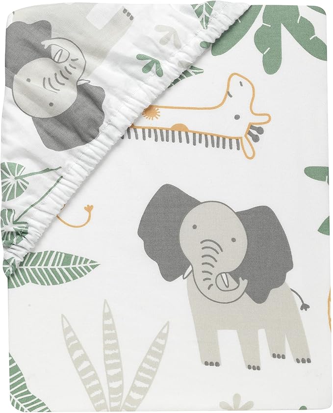 Lambs & Ivy Jungle Friends 100% Cotton Safari Animals Baby Fitted Crib Sheet