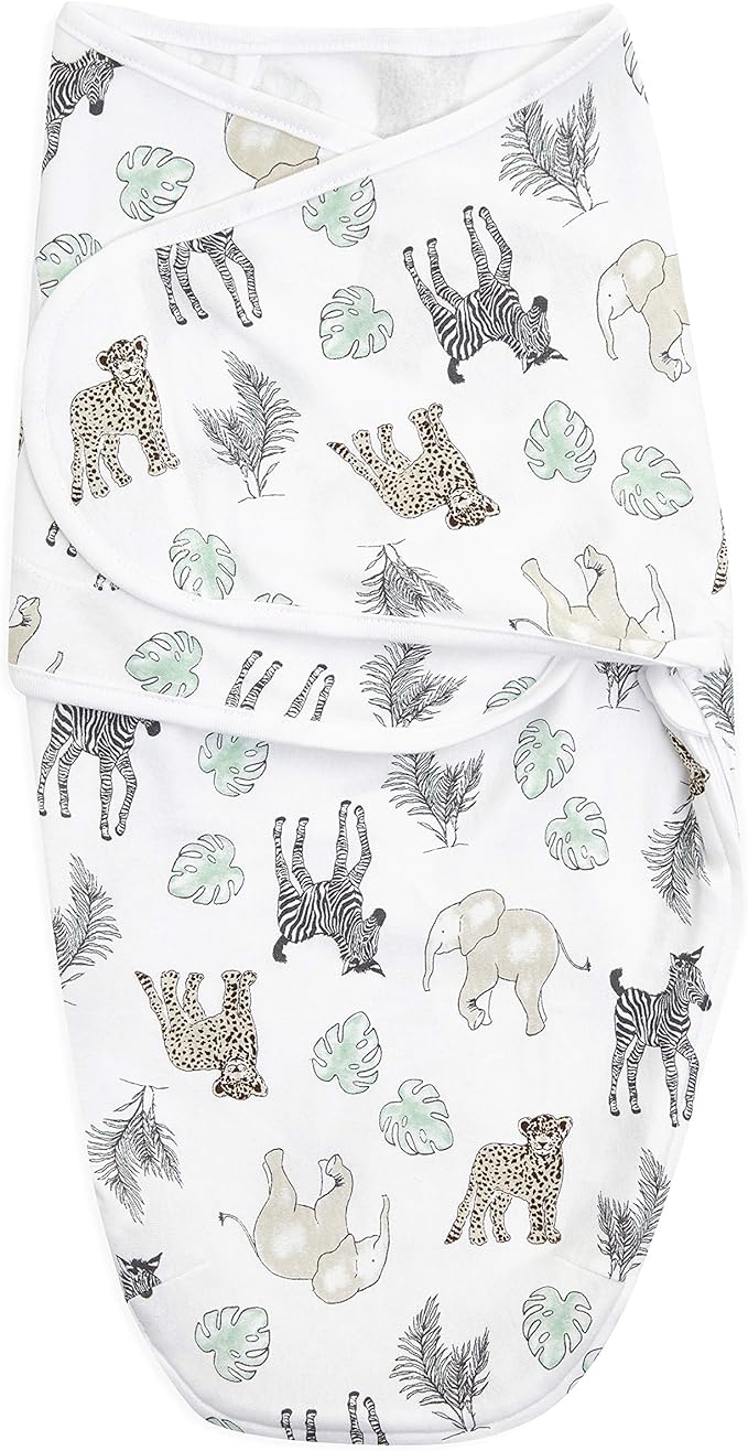 aden + anais Essentials Easy Swaddle Wrap Quick Change with Bottom Zipper, Snug Cotton Knit Baby Wrap Swaddle Blanket for Newborns, TOG 1.0, 3-Pack, Toile, 0-3 Months, Small/Medium