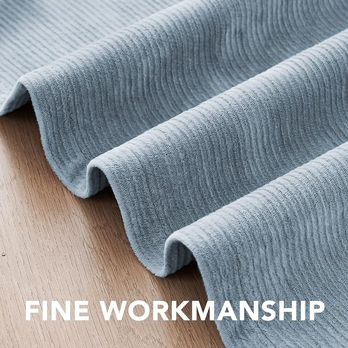 H.VERSAILTEX Velvet 100% Blackout Curtains for Living Room Full Light Blocking Curtains Thermal Insulated Room Window Drapes Soft Luxury Curtains Grommet Top 2 Panels (55" W x 96" L, Stone Blue)