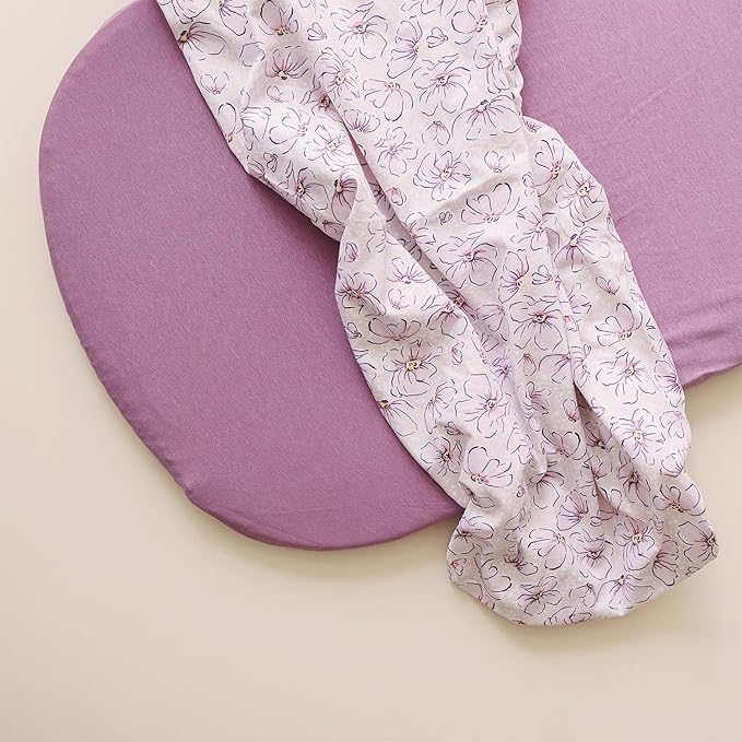 Pobibaby – 2 Pack Bassinet Sheets Girl, Bassinet Sheets Cotton for Girls and Floral Nursery for Standard Rectangle Bassinets – Ultra-Soft Jersey Knit, Safe and Snug for Baby (Blossom)