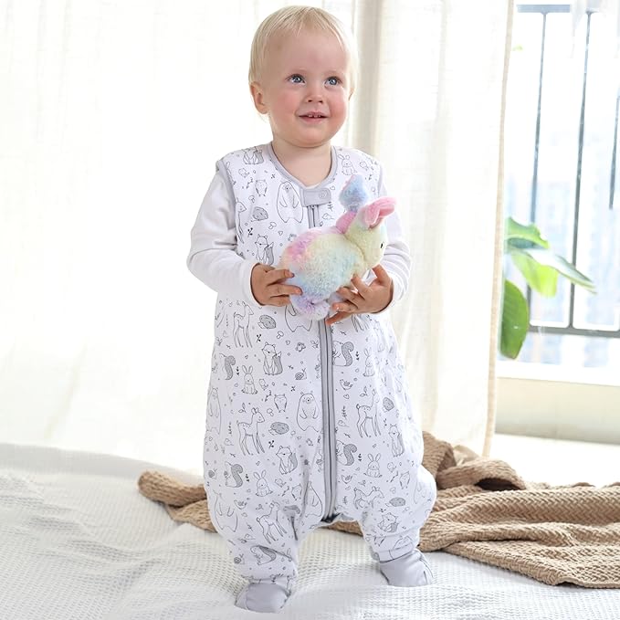 Mama Cheetah Toddler Sleep Sack with Feet, 2.5 TOG Organic Cotton Baby Sleeping Bag with Legs, Winter Baby Wearable Blankets for Early Walker 6-18 Month